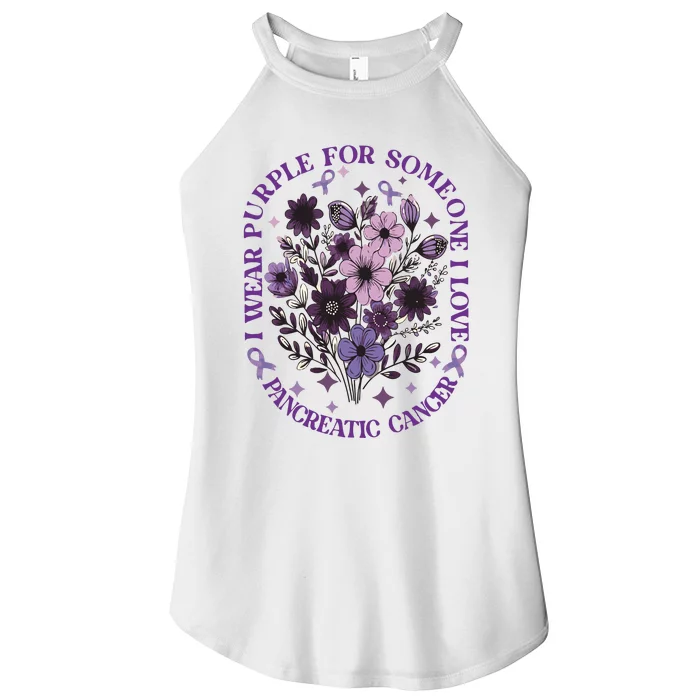 I Wear Purple For Pancreatic Cancer Wildflower Pancreatic Cancer Awarenes Women’s Perfect Tri Rocker Tank