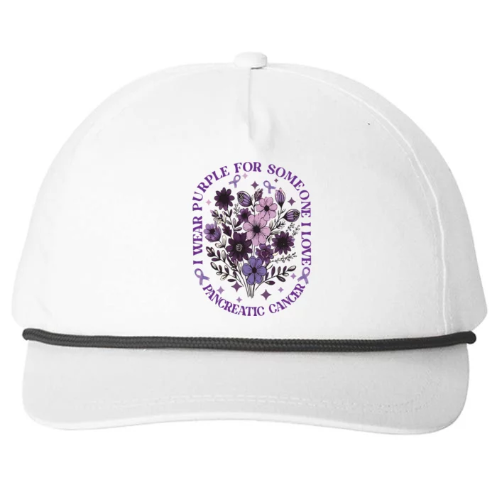 I Wear Purple For Pancreatic Cancer Wildflower Pancreatic Cancer Awarenes Snapback Five-Panel Rope Hat