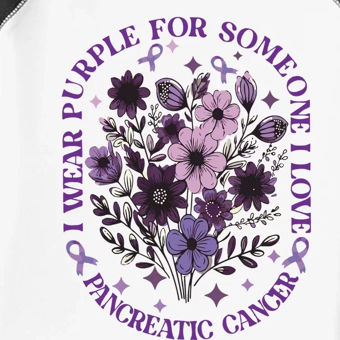 I Wear Purple For Pancreatic Cancer Wildflower Pancreatic Cancer Awarenes Infant Baby Jersey Bodysuit