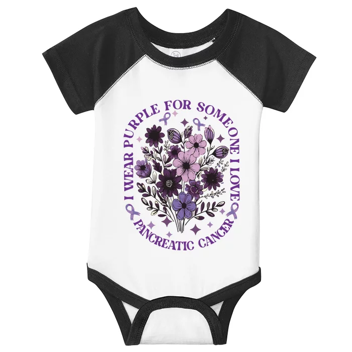 I Wear Purple For Pancreatic Cancer Wildflower Pancreatic Cancer Awarenes Infant Baby Jersey Bodysuit