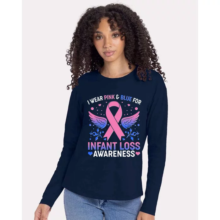 I Wear Pink And Blue For Infant Loss Awareness Womens Cotton Relaxed Long Sleeve T-Shirt