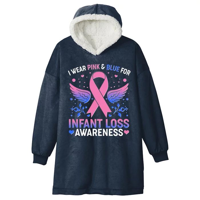 I Wear Pink And Blue For Infant Loss Awareness Hooded Wearable Blanket