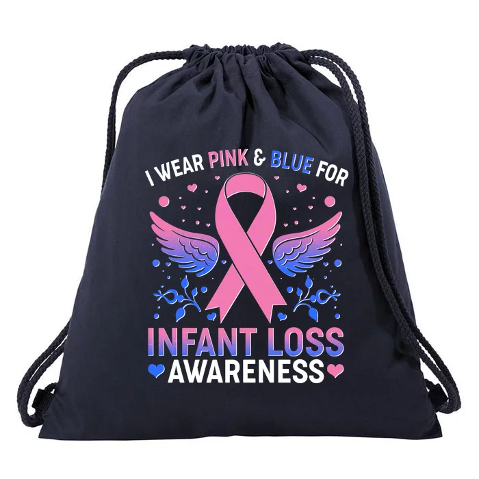 I Wear Pink And Blue For Infant Loss Awareness Drawstring Bag