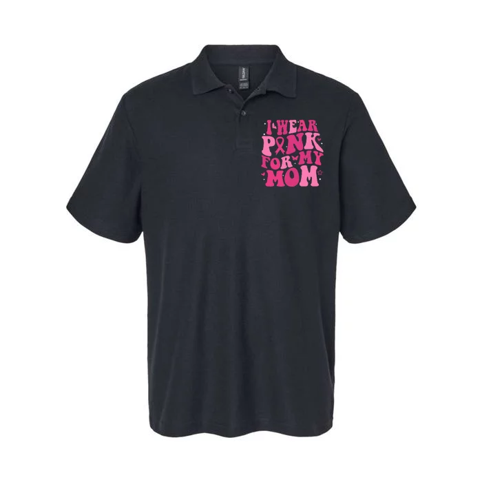 I Wear Pink My Mom Support Breast Cancer Awareness Softstyle Adult Sport Polo