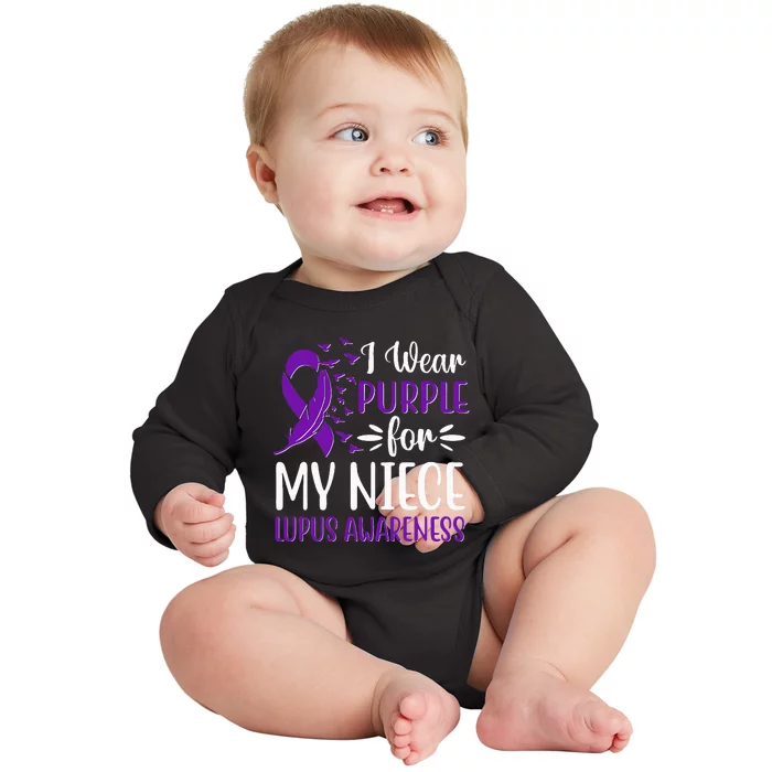 I Wear Purple For My Niece Lupus Awareness Baby Long Sleeve Bodysuit