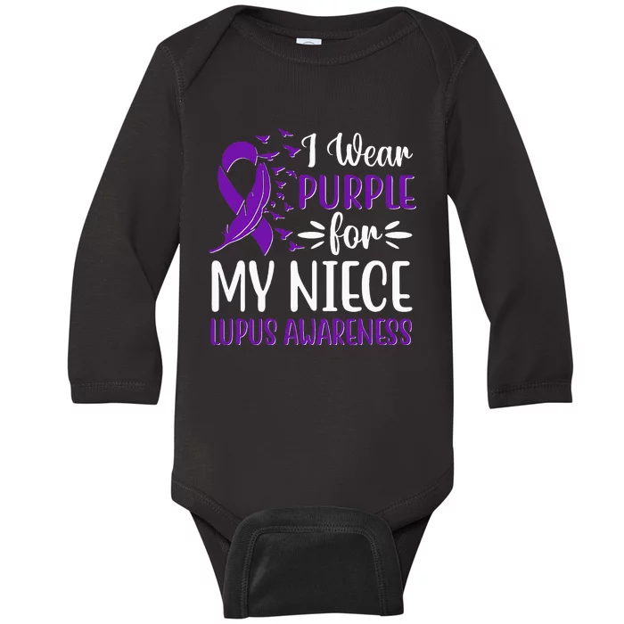 I Wear Purple For My Niece Lupus Awareness Baby Long Sleeve Bodysuit