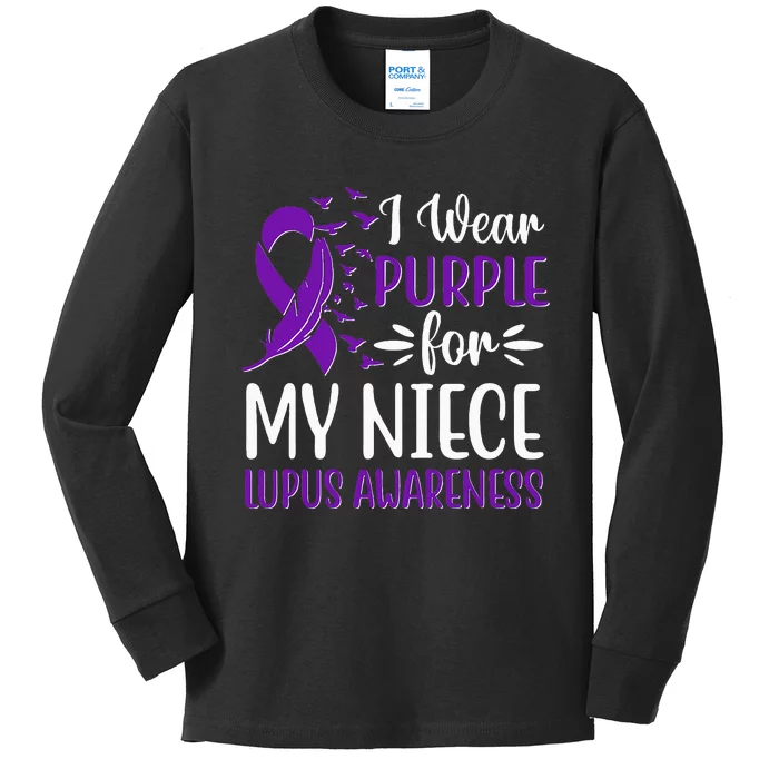 I Wear Purple For My Niece Lupus Awareness Kids Long Sleeve Shirt