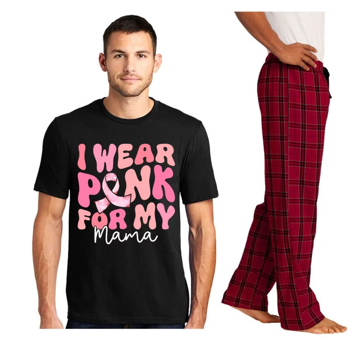 I Wear Pink For My Mama Breast Cancer Groovy Support Squads Pajama Set