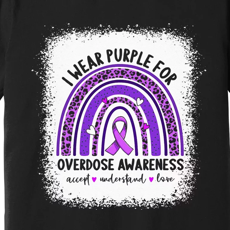 I Wear Purple For Overdose Awareness Boho Rainbow Ribbon Premium T-Shirt