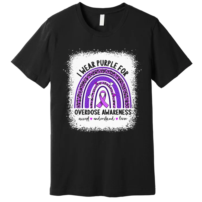 I Wear Purple For Overdose Awareness Boho Rainbow Ribbon Premium T-Shirt