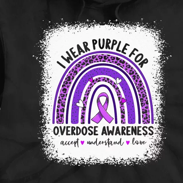 I Wear Purple For Overdose Awareness Boho Rainbow Ribbon Tie Dye Hoodie