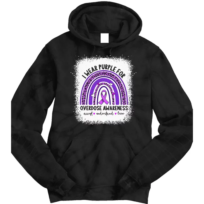 I Wear Purple For Overdose Awareness Boho Rainbow Ribbon Tie Dye Hoodie