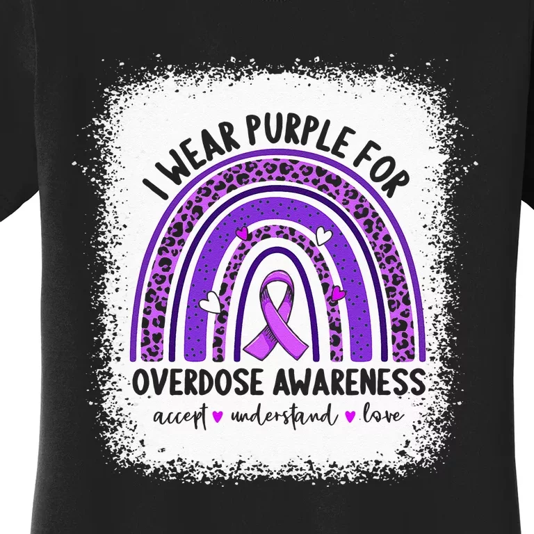 I Wear Purple For Overdose Awareness Boho Rainbow Ribbon Women's T-Shirt