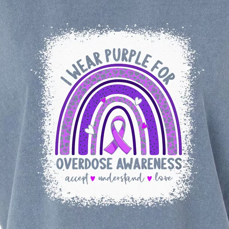 I Wear Purple For Overdose Awareness Boho Rainbow Ribbon Garment-Dyed Women's Muscle Tee