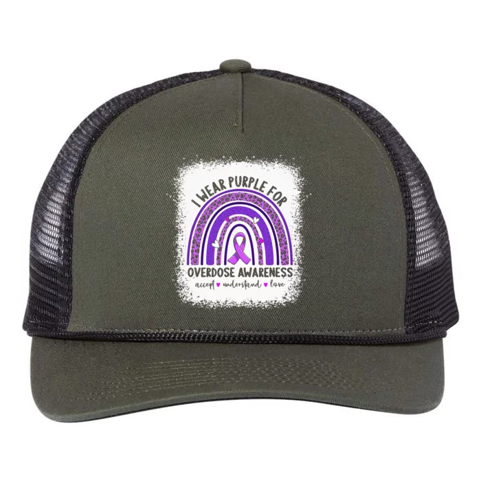 I Wear Purple For Overdose Awareness Boho Rainbow Ribbon Retro Rope Trucker Hat Cap