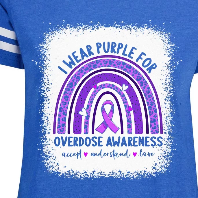 I Wear Purple For Overdose Awareness Boho Rainbow Ribbon Enza Ladies Jersey Football T-Shirt