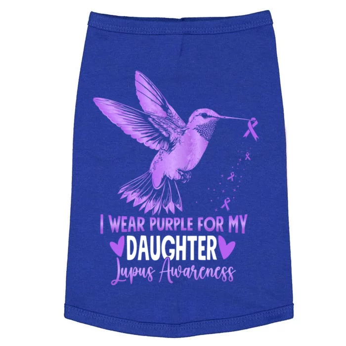 I Wear Purple For My Daughter Hummingbird Lupus Awareness Gift Doggie Tank