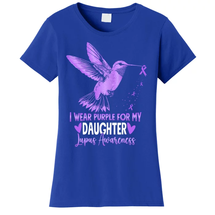 I Wear Purple For My Daughter Hummingbird Lupus Awareness Gift Women's T-Shirt