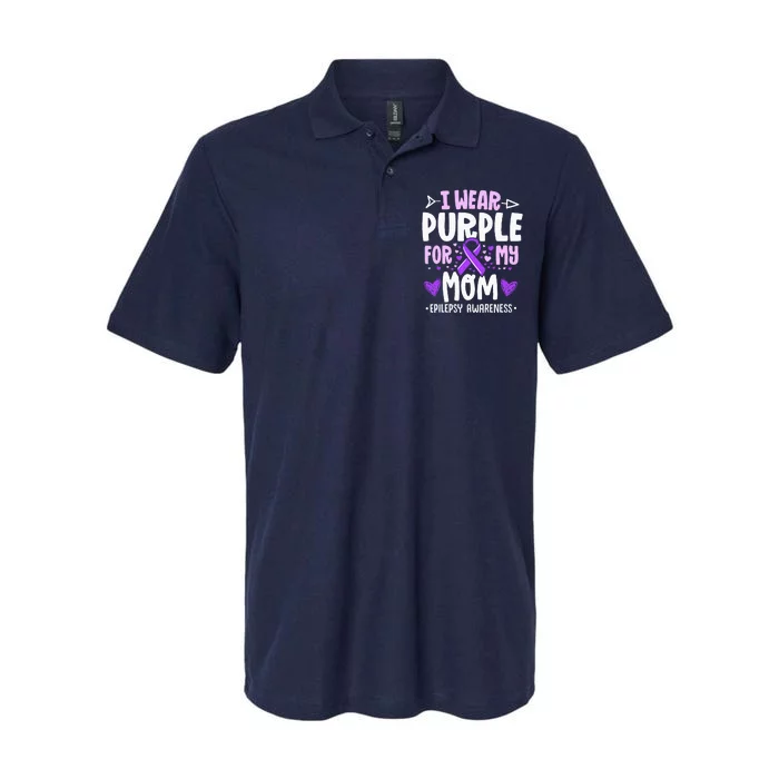 I Wear Purple For My Mom Mother Epilepsy Awareness Month Softstyle Adult Sport Polo