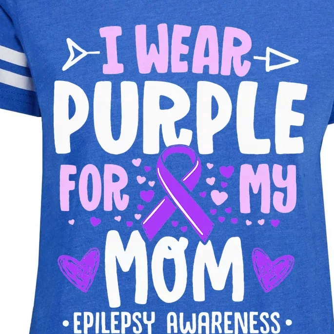 I Wear Purple For My Mom Mother Epilepsy Awareness Month Enza Ladies Jersey Football T-Shirt