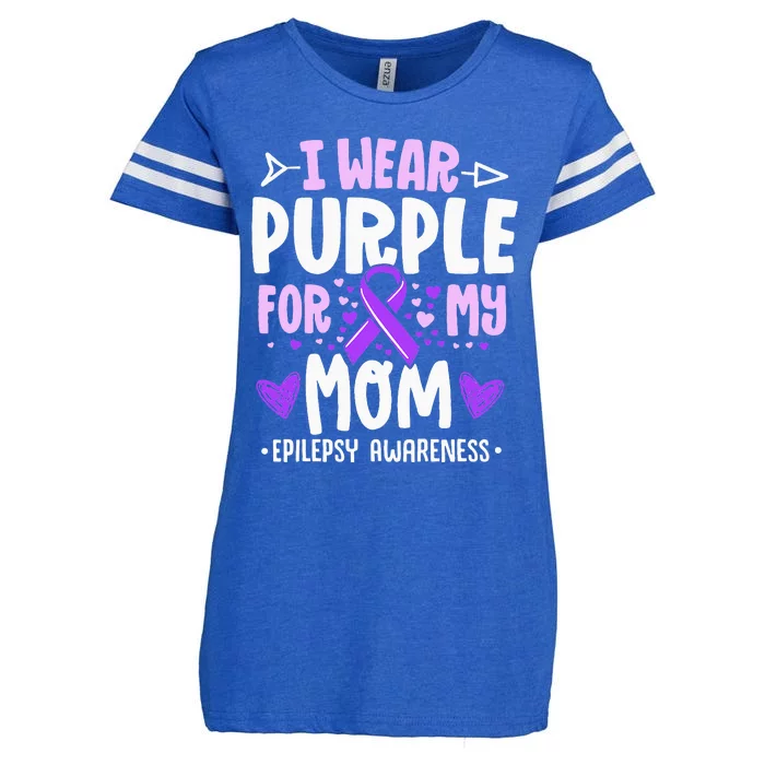 I Wear Purple For My Mom Mother Epilepsy Awareness Month Enza Ladies Jersey Football T-Shirt