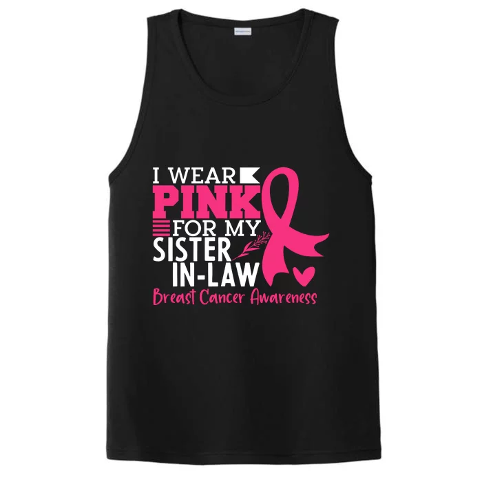 I Wear Pink For My Sister In Law Breast Cancer Awareness Performance Tank