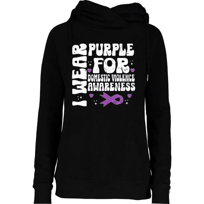 I Wear Purple Domestic Violence Awareness Womens Funnel Neck Pullover Hood