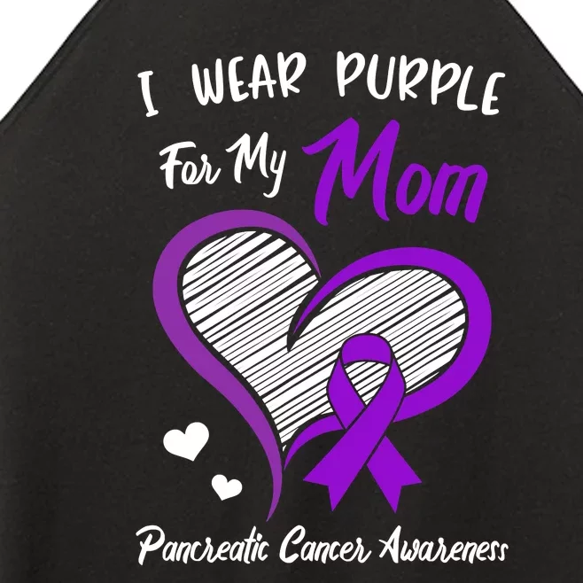 I Wear Purple For My Mom Pancreatic Cancer Awareness Cute Women’s Perfect Tri Rocker Tank