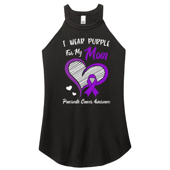 I Wear Purple For My Mom Pancreatic Cancer Awareness Cute Women’s Perfect Tri Rocker Tank