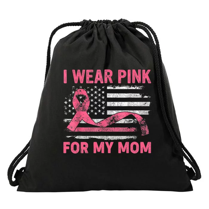 I Wear Pink For My Mama American Breast Cancer Support Squad Drawstring Bag