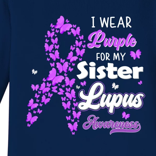 I Wear Purple For My Sister Lupus Awareness Great Gift Baby Long Sleeve Bodysuit