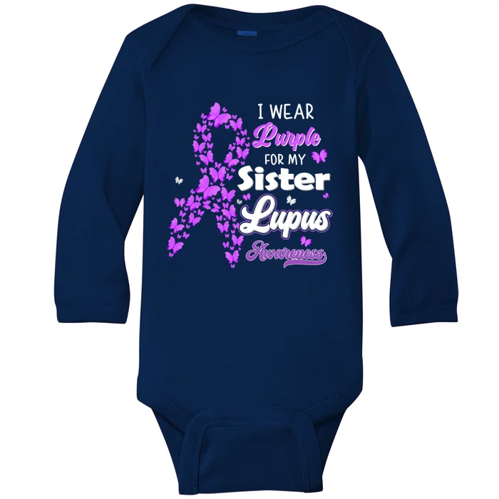 I Wear Purple For My Sister Lupus Awareness Great Gift Baby Long Sleeve Bodysuit