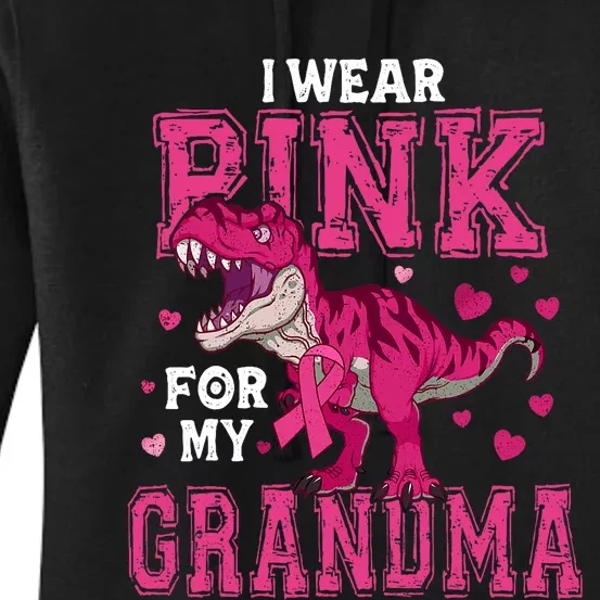 I Wear Pink For My Grandma Dinosaur Breast Cancer Awareness Women's Pullover Hoodie