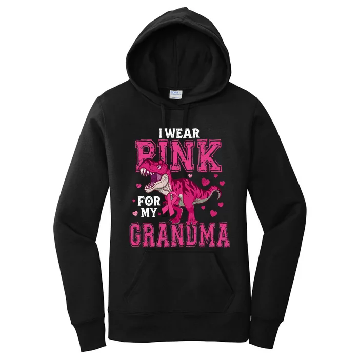 I Wear Pink For My Grandma Dinosaur Breast Cancer Awareness Women's Pullover Hoodie