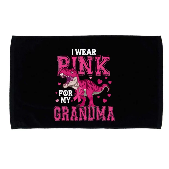 I Wear Pink For My Grandma Dinosaur Breast Cancer Awareness Microfiber Hand Towel