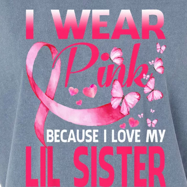 I Wear Pink For My Lil Sister Breast Cancer Awareness Garment-Dyed Women's Muscle Tee