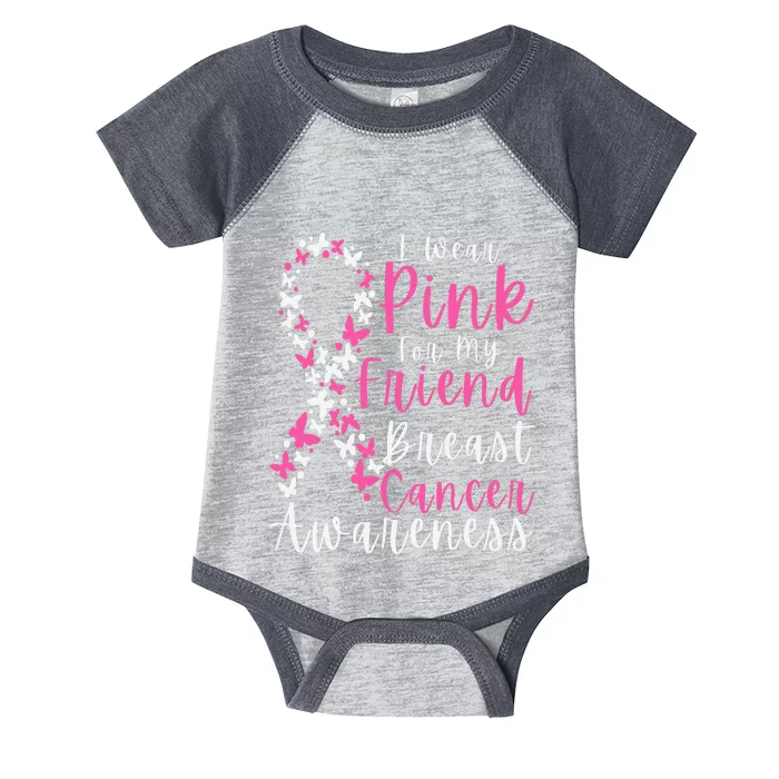 I Wear Pink For My Friend Breast Cancer Awareness Support Infant Baby Jersey Bodysuit