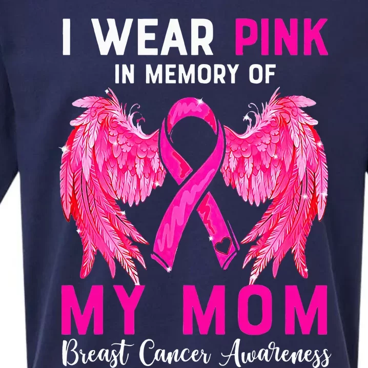 I Wear Pink My Mom Breast Cancer Awareness Angel Wings Sueded Cloud Jersey T-Shirt