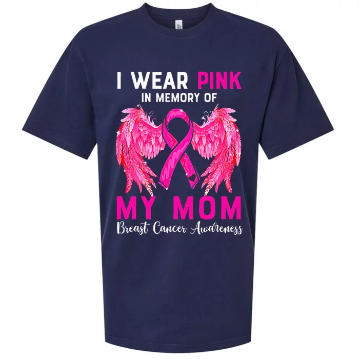 I Wear Pink My Mom Breast Cancer Awareness Angel Wings Sueded Cloud Jersey T-Shirt