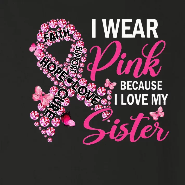 I Wear Pink Because I Love My Sister Breast Cancer Awareness Toddler Long Sleeve Shirt