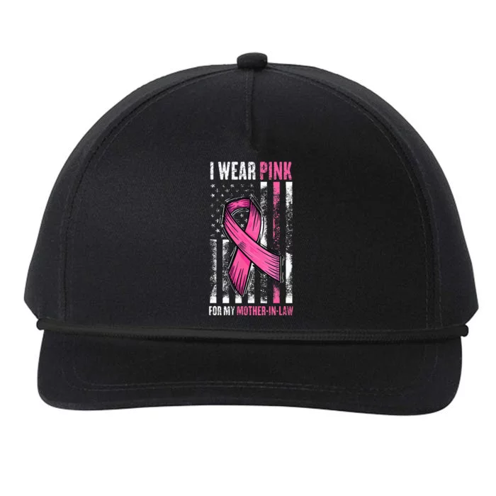 I Wear Pink For My Mother In Law Breast Cancer American Flag Snapback Five-Panel Rope Hat