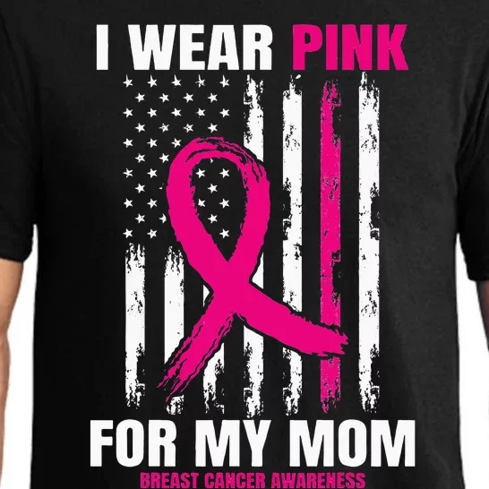 I Wear Pink For My Mom Breast Cancer Awareness American Flag Pajama Set