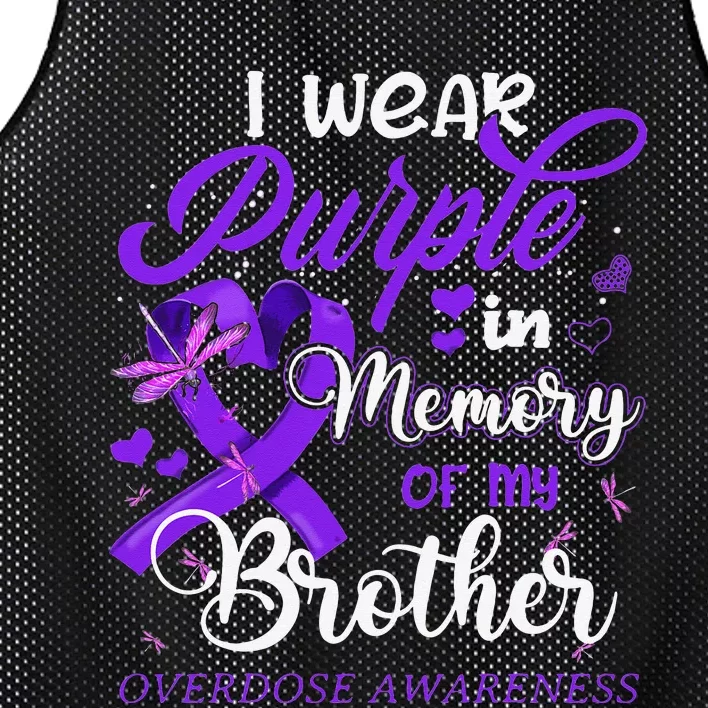 I Wear Purple In Memory For My Brother Overdose Awareness Mesh Reversible Basketball Jersey Tank