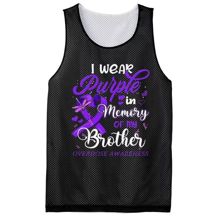 I Wear Purple In Memory For My Brother Overdose Awareness Mesh Reversible Basketball Jersey Tank