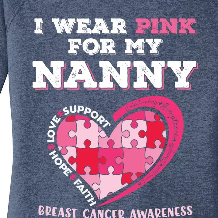 I Wear Pink For My Nanny Grandma Breast Cancer Support Cool Gift Women's Perfect Tri Tunic Long Sleeve Shirt