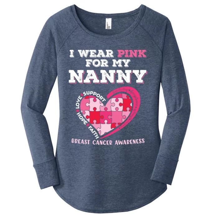 I Wear Pink For My Nanny Grandma Breast Cancer Support Cool Gift Women's Perfect Tri Tunic Long Sleeve Shirt