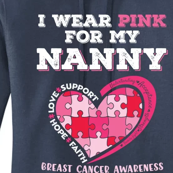 I Wear Pink For My Nanny Grandma Breast Cancer Support Cool Gift Women's Pullover Hoodie