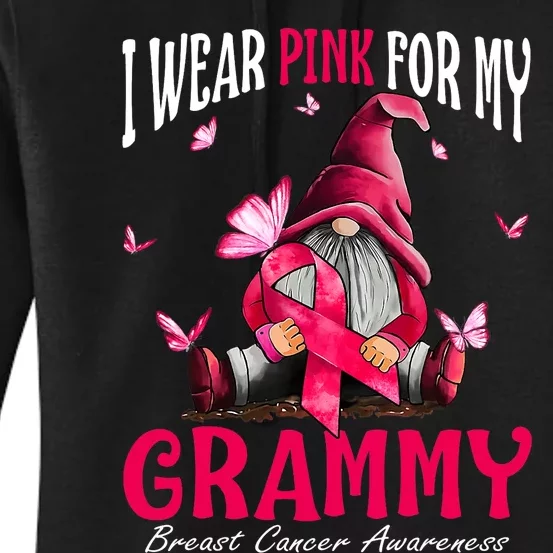 I Wear Pink For My Grammy Breast Cancer Awareness Gnomes Women's Pullover Hoodie