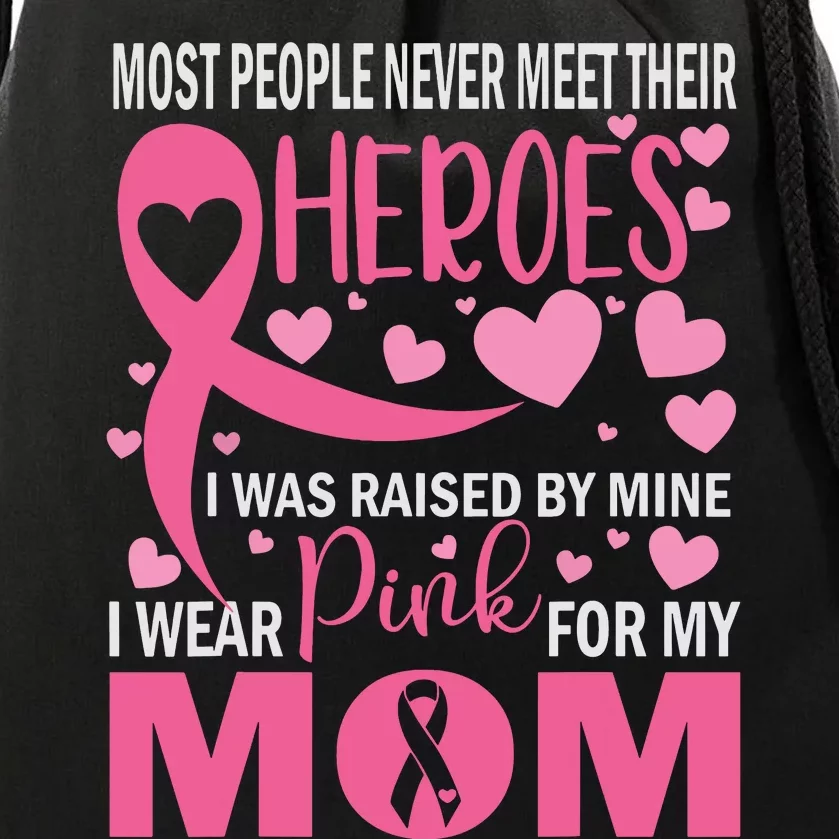 I Wear Pink For My Mom Breast Cancer Awareness Kids Support Drawstring Bag