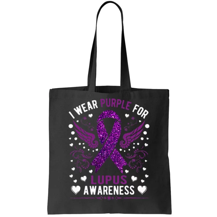 I Wear Purple For Lupus Awareness Tote Bag